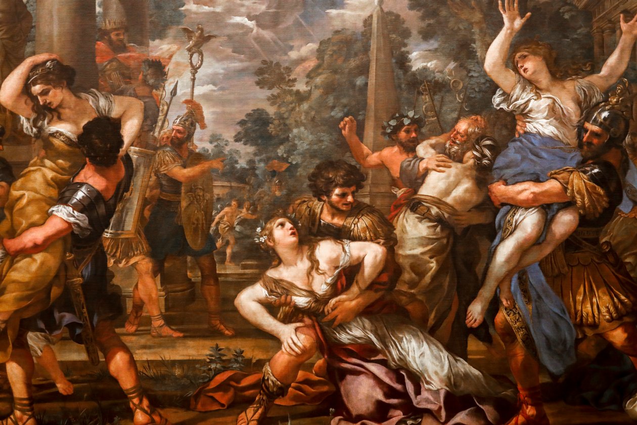 The Rape of the Sabines 1629. (Olje på lerret) av Pietro da (1596 1669) Cortona