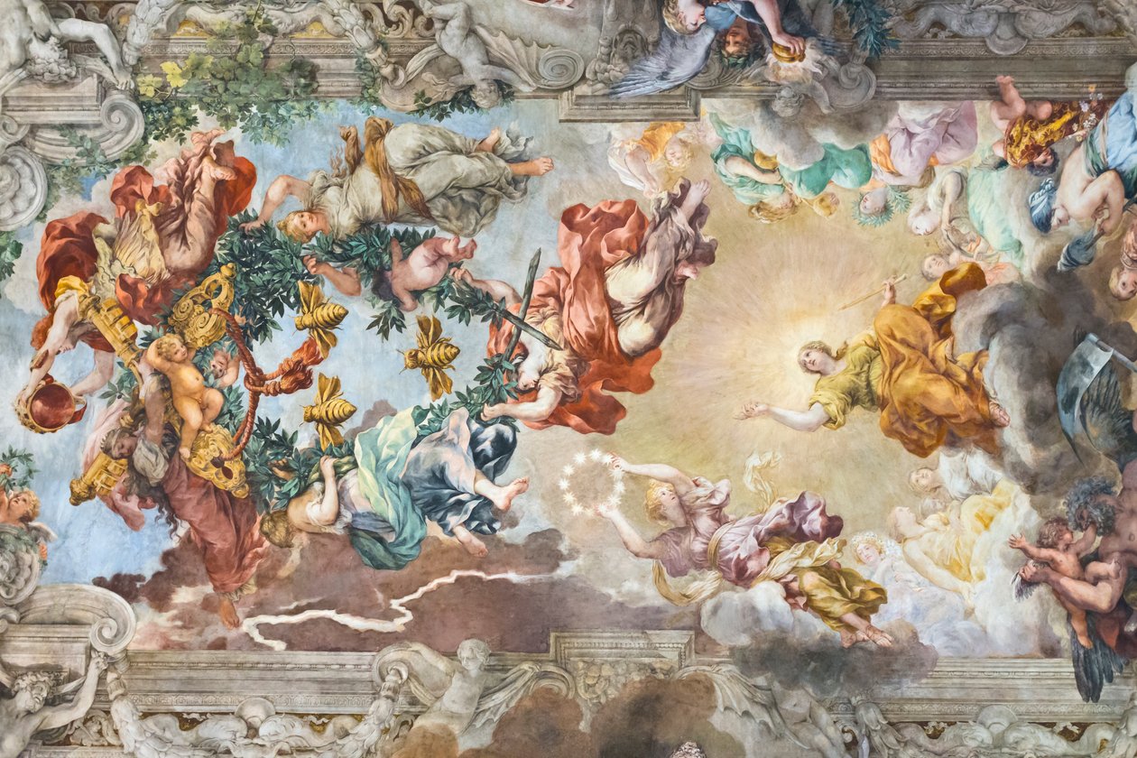 Det guddommelige forsyns triumf, detalj av Pietro da (1596 1669) Cortona