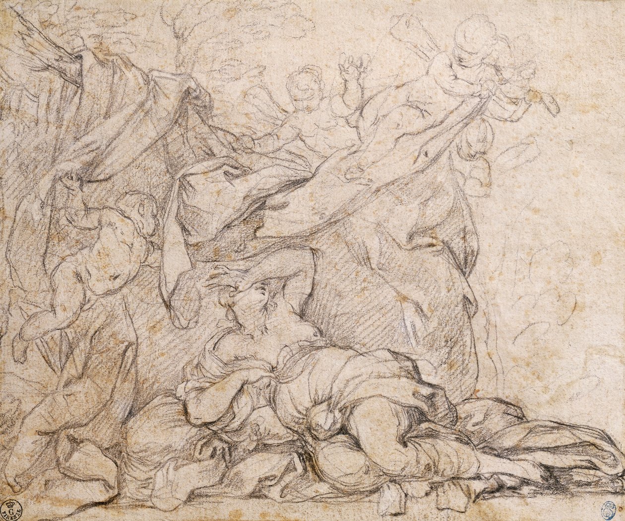 Venus, studie for Triumph of Divine Providence, freskomaleri på hvelv i hallen på Palazzo Barberini, Roma av Pietro da Cortona