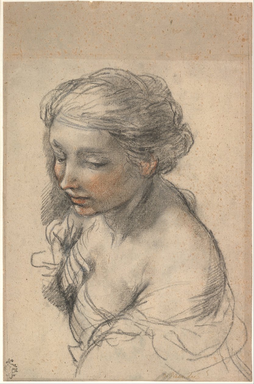 Byste av en ung kvinne vendt mot venstre, 1637 av Pietro da Cortona