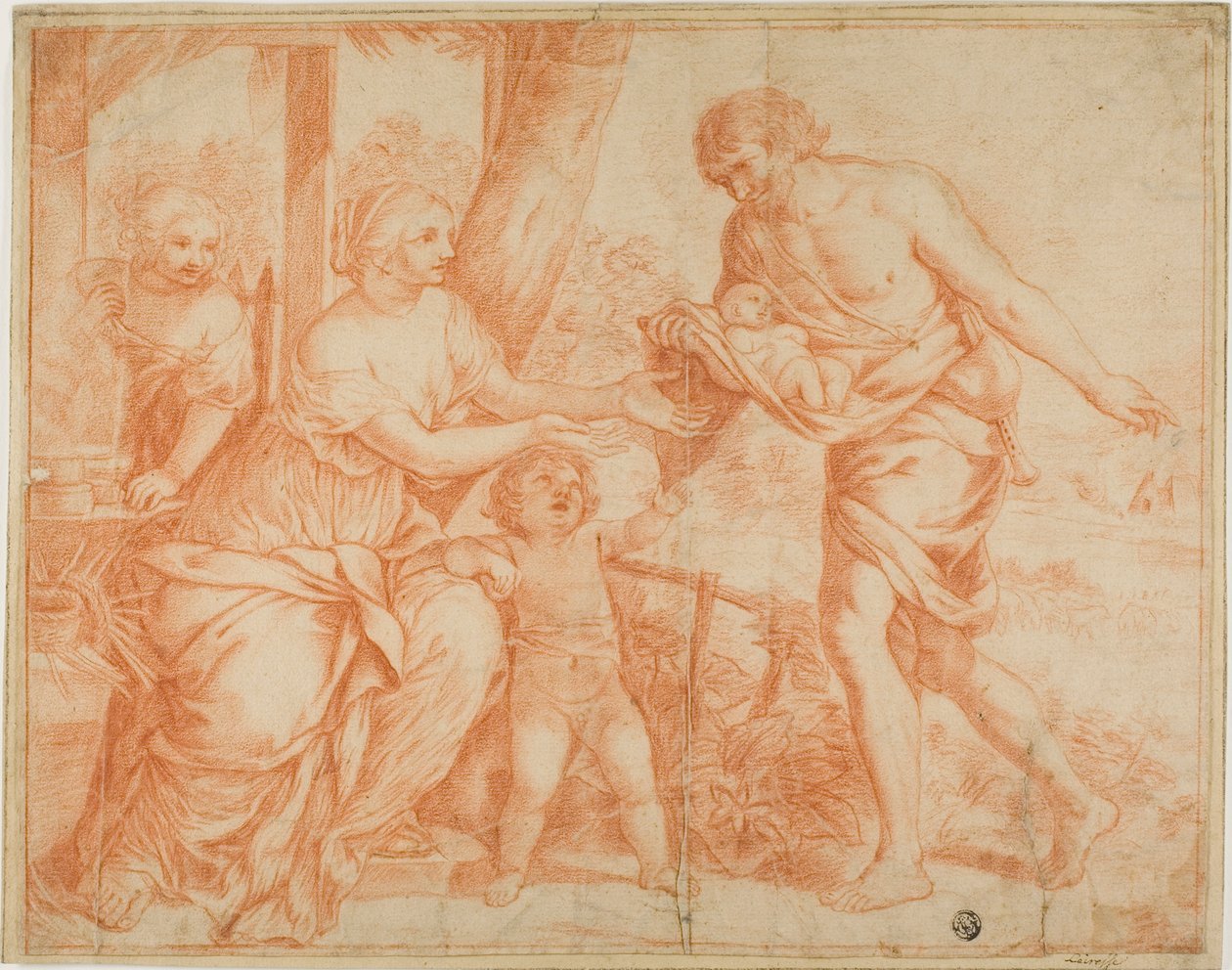 Spedbarn Ødipus brakt hjem av Shepherd av Pietro da Cortona