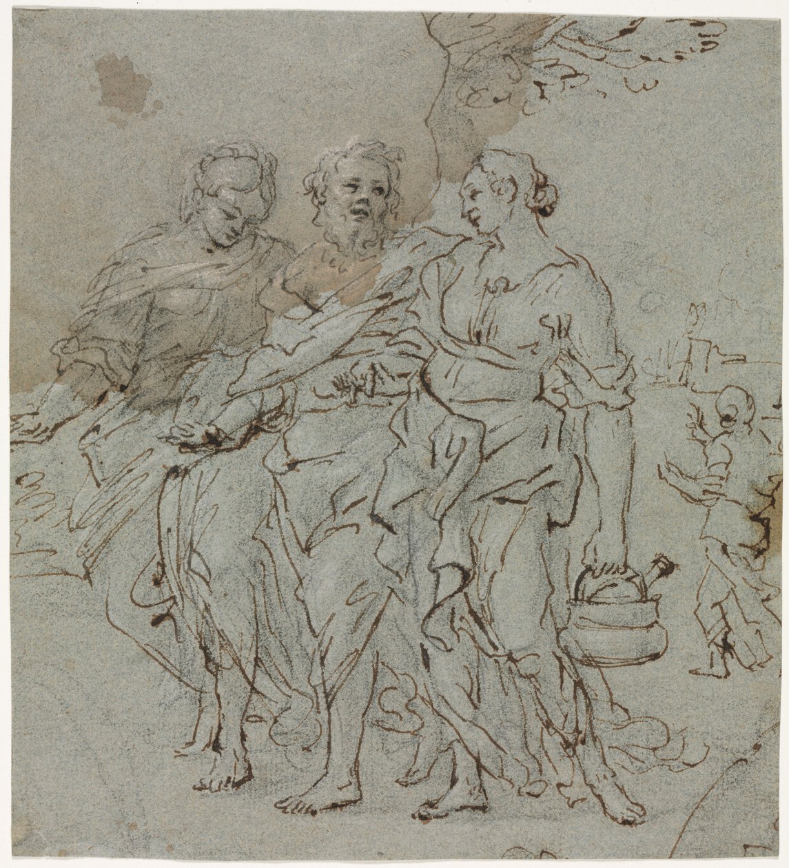 Lot and His Daughters recto Skisse for Lot and His Daughters verso, 1600-tallet. av Pietro da Cortona