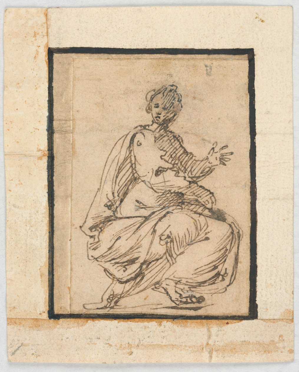 Skissebokside: Allegorisk figur av Pietro da Cortona