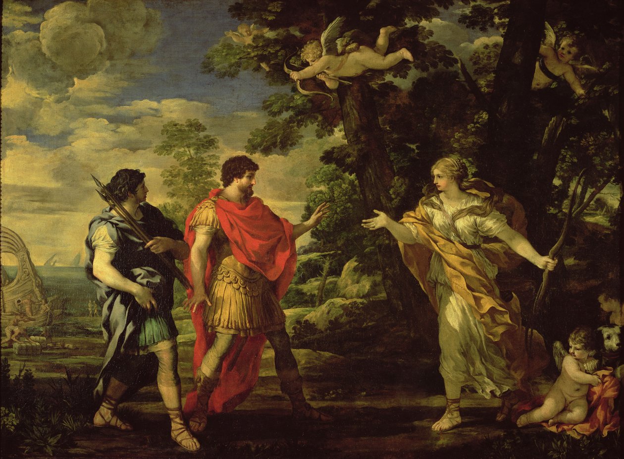 Venus dukker opp for Aeneas som en jegerinne, ca. 1635 av Pietro da Cortona