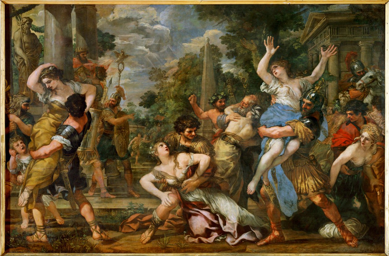 Voldtekten av Sabinerkvinnene (maleri på lerret) av Pietro da & Ferri Ciro (1634-89) Cortona