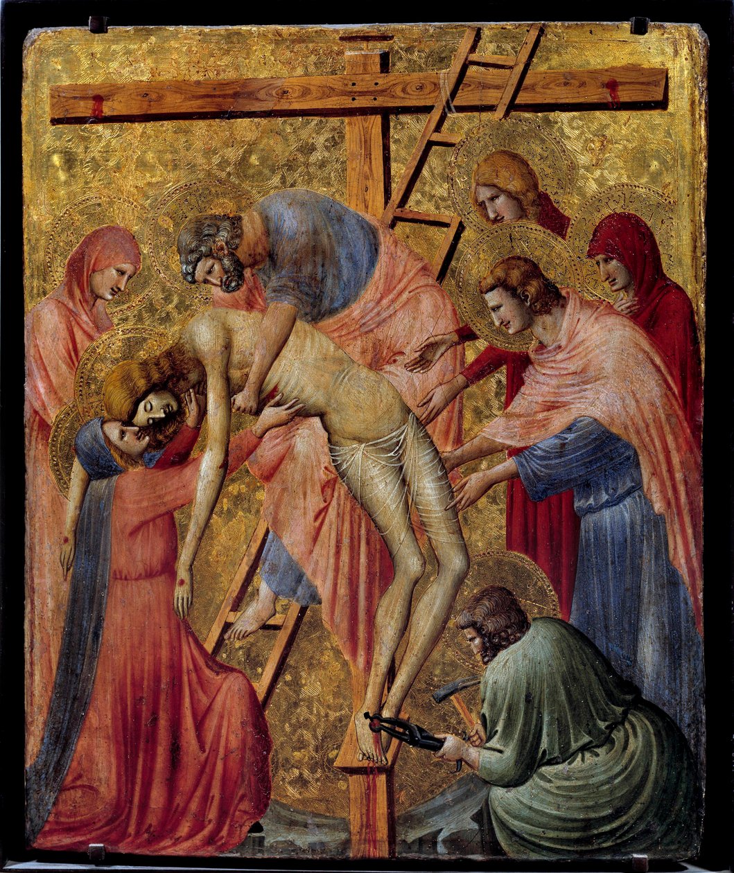 Pieta. "" Korsets avsetning eller nedstigning"" Altertavle av Pietro da Rimini (1. halvdel av 1300-tallet) Søn. 0,43x0,35 m. av Pietro da Rimini