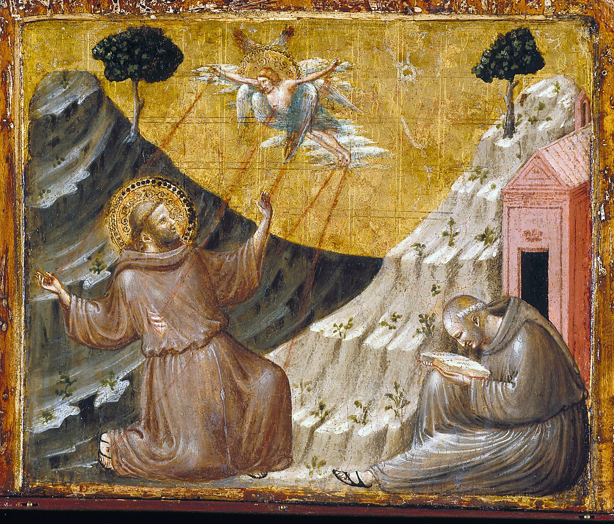 St. Francis mottar Stigmata (tempera og gull på tre) av Pietro da Rimini