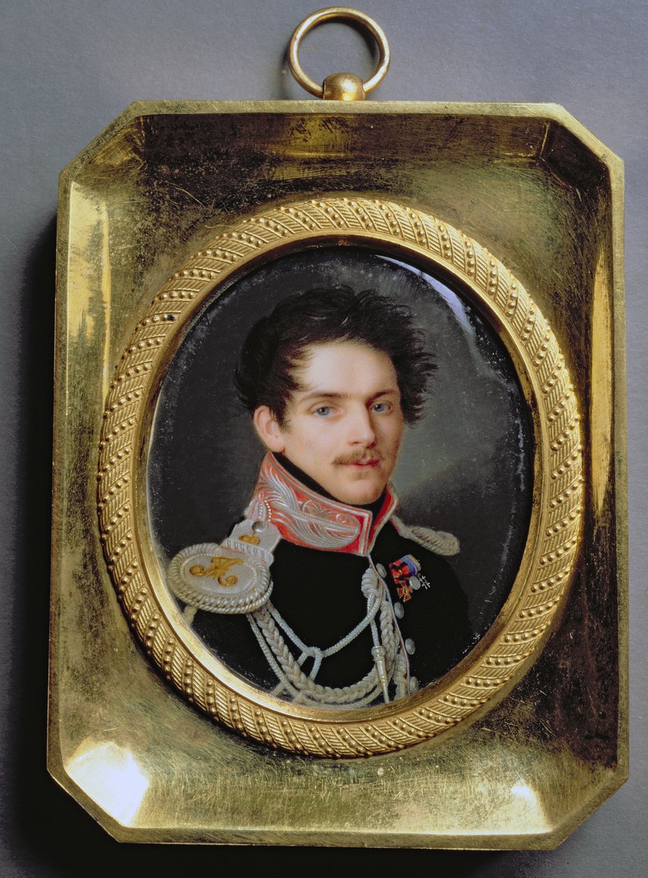 Portrett av Sergei Grigorievich Stroganov (1794-1882) (wc og gouache på emalje) av Pietro de Rossi