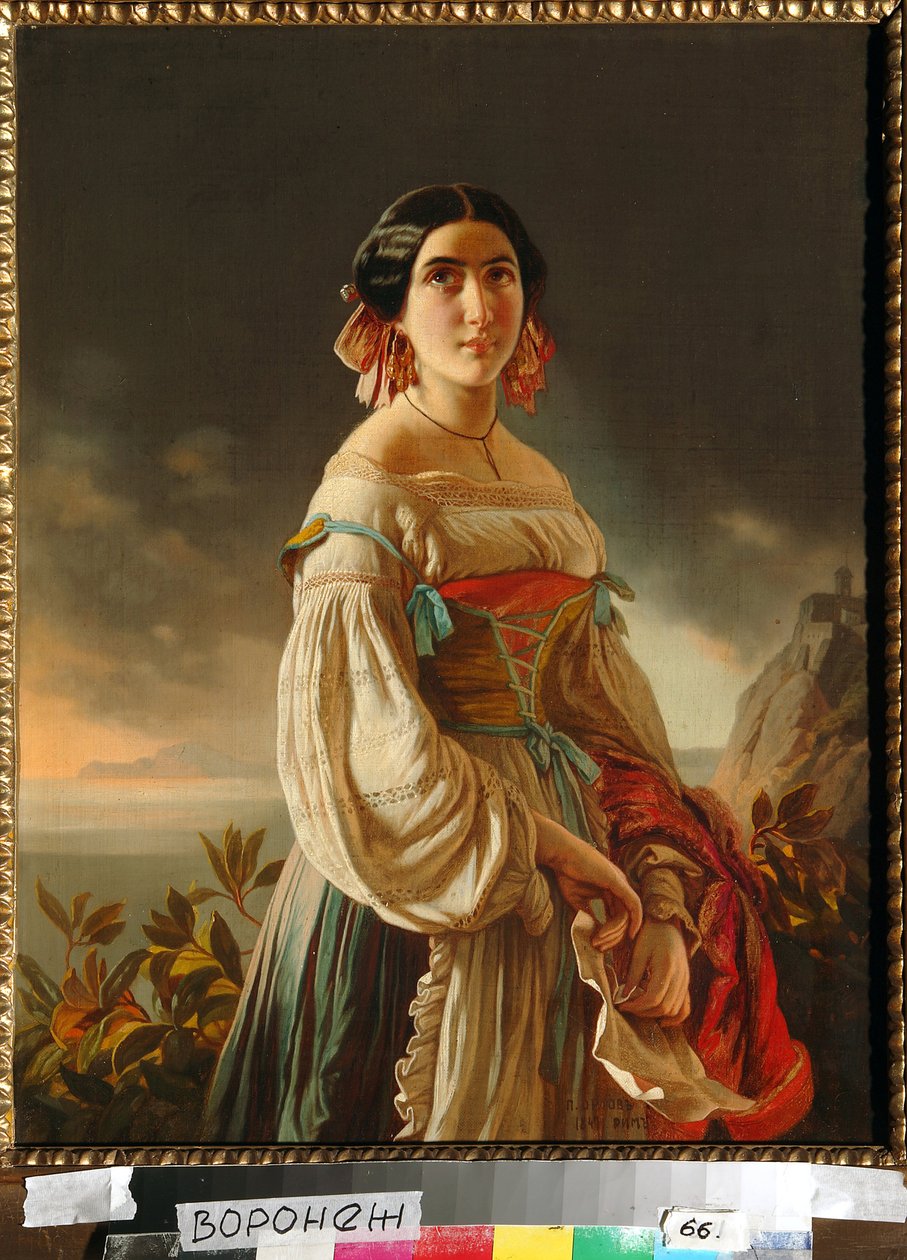 Portrett av prinsesse Lina Gagarina (den gang grevinne Muraviova). Maleri av Pimen Nikitich Orlov (1812-1863), olje på lerret av Pimen Nikitich Orlov