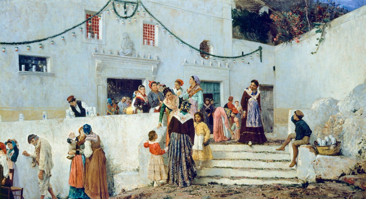 Feiringsdag, av Pio Joris (1843-1921), olje på lerret, 93x160 cm av Pio Joris