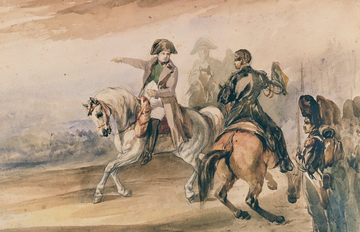 Napoleon gjennomgikk troppene sine, 1834 av Piotr Michalowski