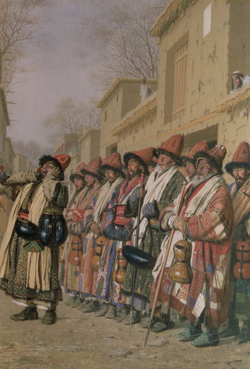 Dervisjenes Chorus Begging Alms i Tasjkent, 1870 av Piotr Petrovitch Weretshchagin