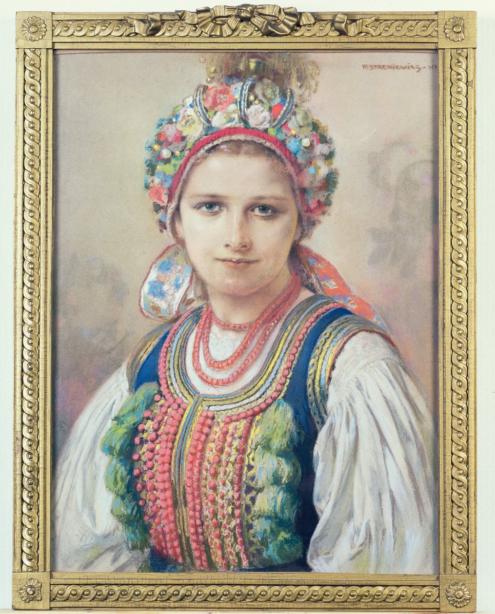 Cracowian Bride, 1917 (pastell på papp) av Piotr Stachiewicz