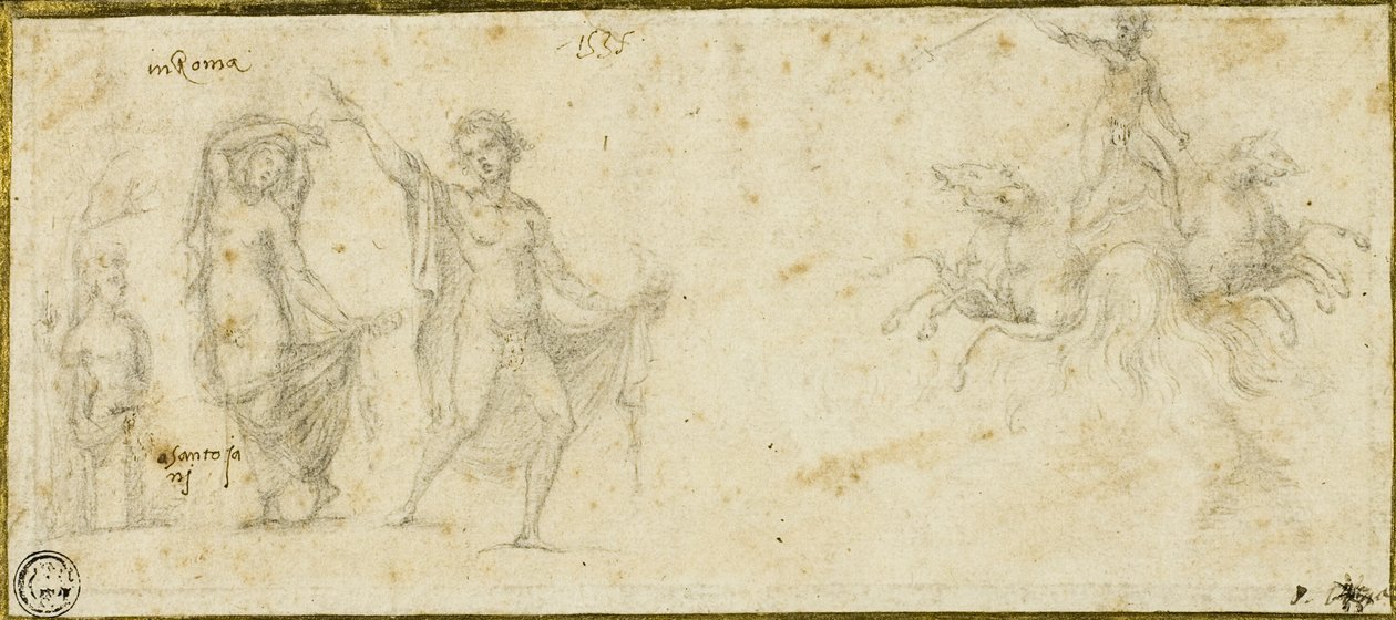 Skisser etter antikken: Bacchic Revels; Neptun i sin vogn av Pirro Ligorio
