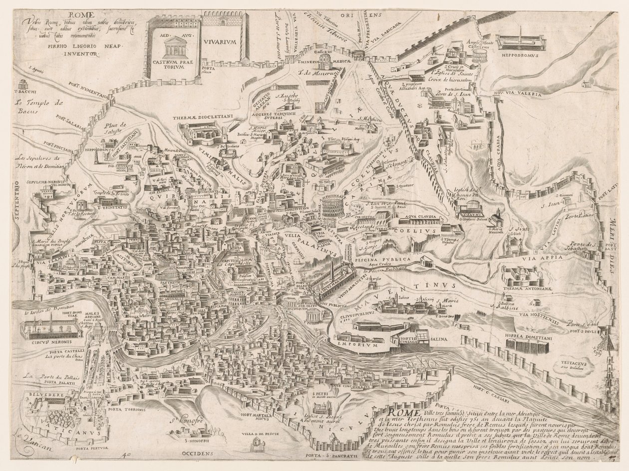 Mirror of Roman Magnificence: Plan of Ancient Roma, 1500-tallet., 1500-tallet. av Pirro Ligorio