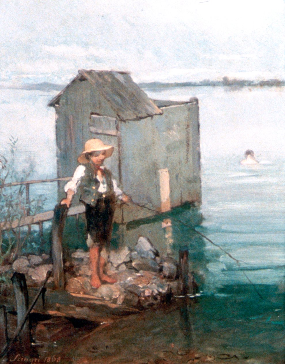 Badehytte med gutt, 1868 av Pál Szinyei Merse