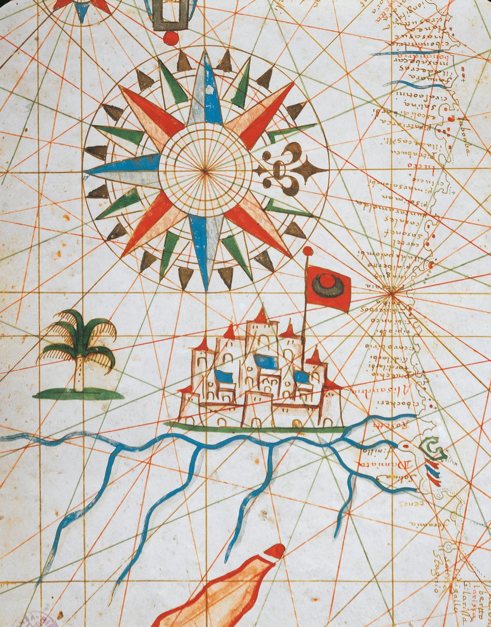 Alexandria, Egypt, fra portolan atlas bestående av seks kart, av Placido Caloiro og Francesco Oliva, Parchment. 1646. av Placido Caloiro e Oliva