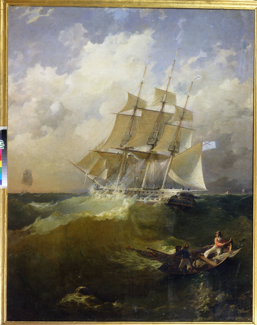 44-kanons fregatten, Aurora ("44-kanons fregatten Aurora") - Maleri av Platon Timofeyevich Borispolets (1805-1880), olje på lerret av Platon Timofeyevich Borispolets