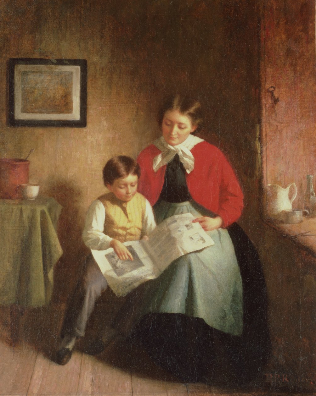 Mor og gutt med bildebok, 1868 av Platt Powell Ryder