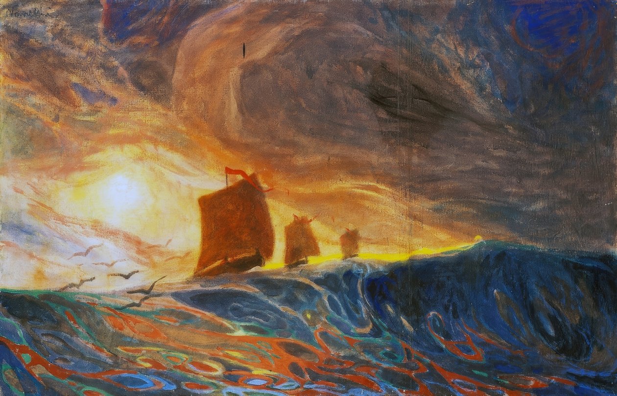 Marina og måker av Plinio Nomellini
