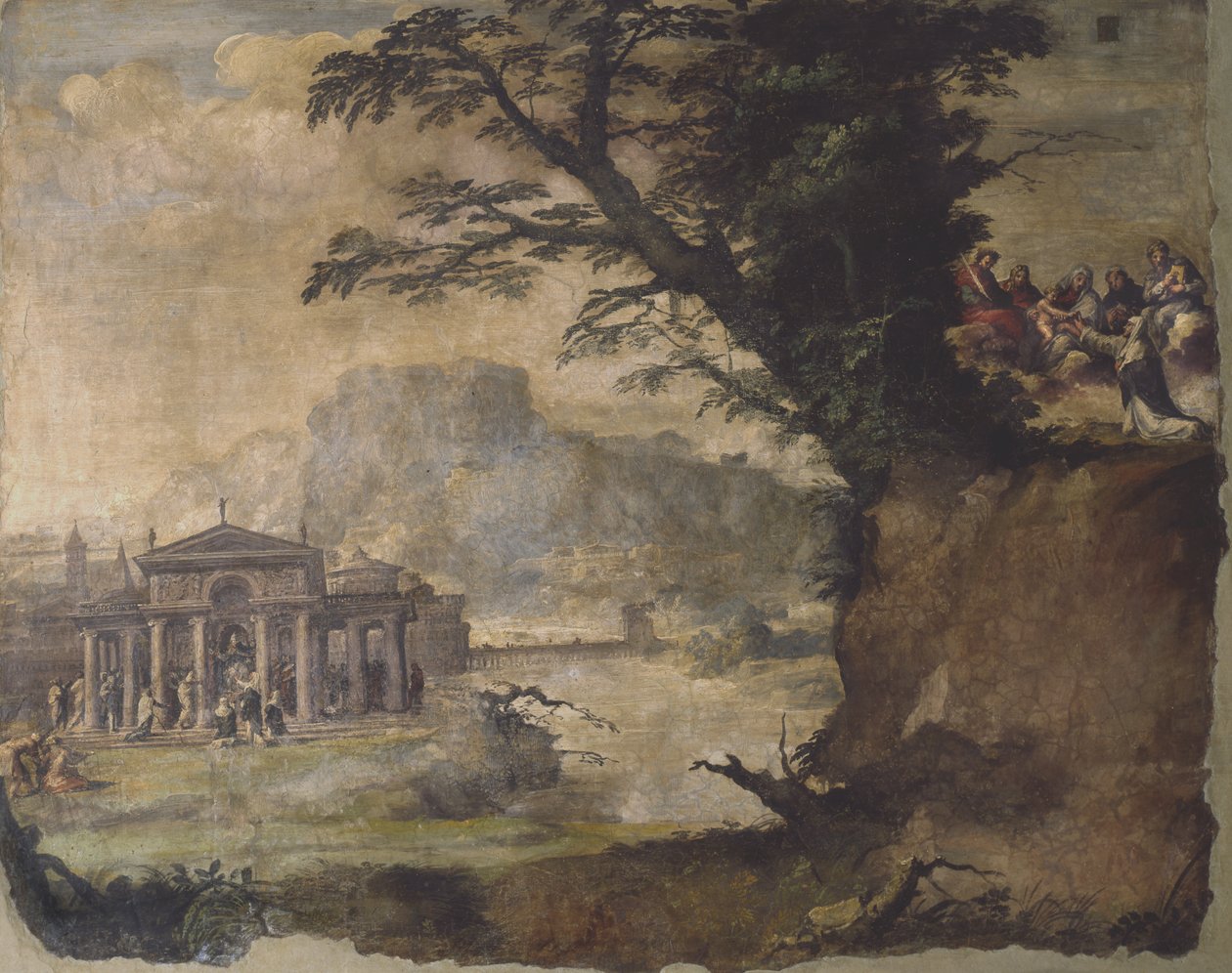 Landskap med møte mellom Kristus og Jomfru av Polidoro da Caravaggio