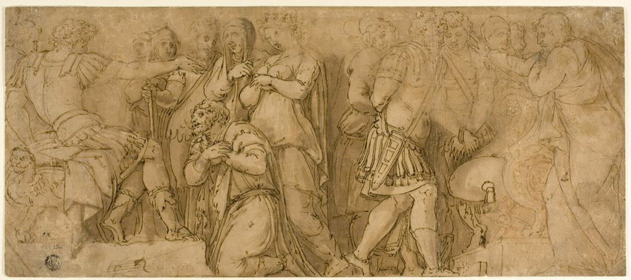 Familie av Darius før Alexander; Fanger foran en senator av Polidoro da Caravaggio
