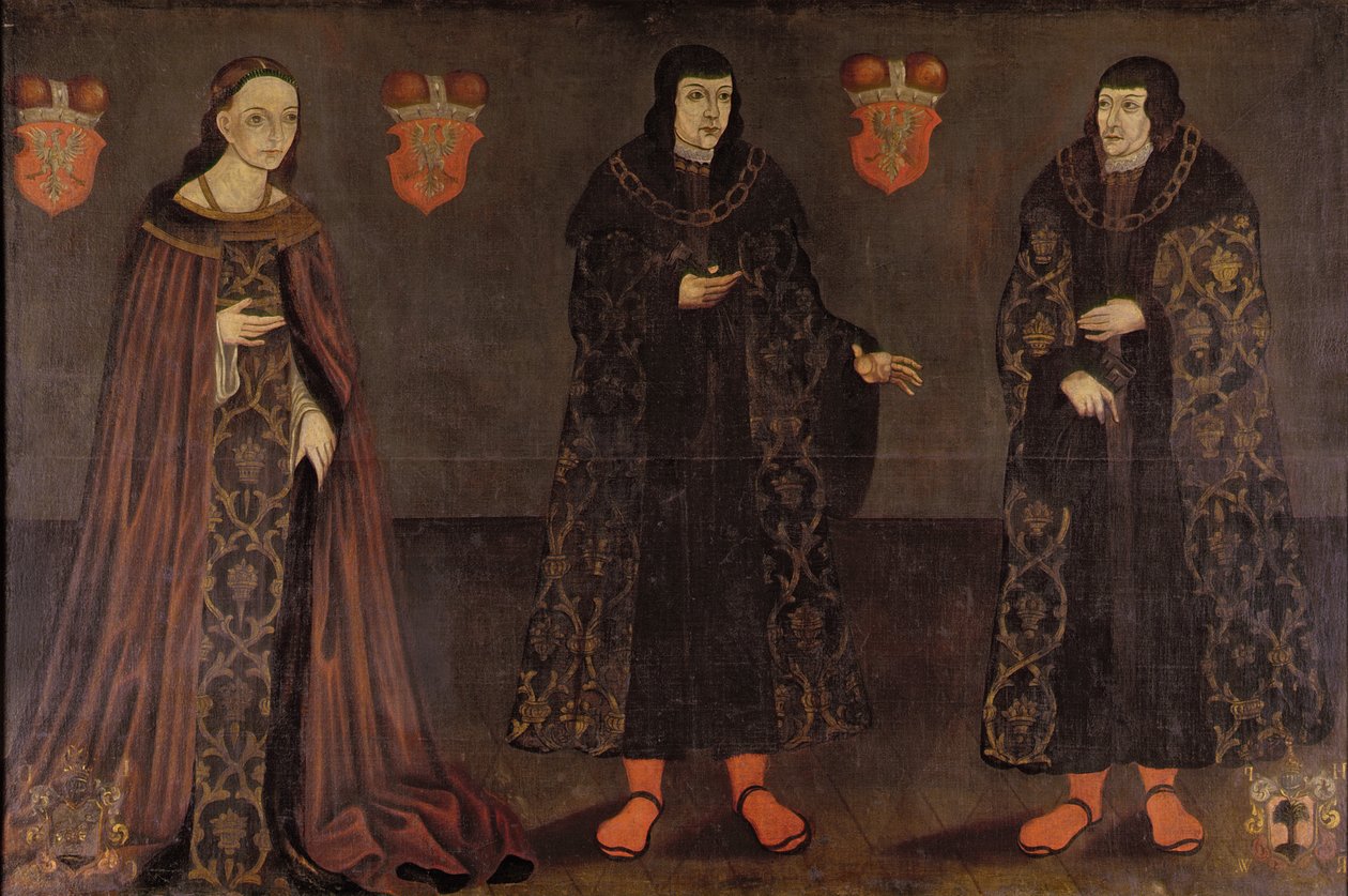 Portrett av Stanislaw, Janus III og Anna, Mazoviske hertuger, 1620-40 av Polish School