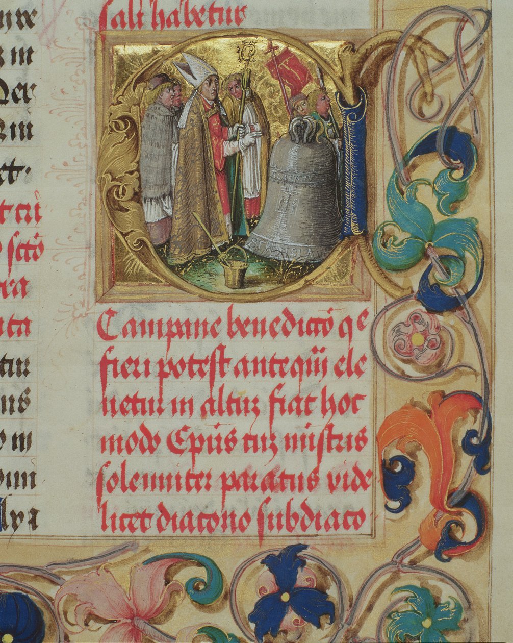 Velsignelse av en klokke av en biskop fra det pavelige biskop Erasmus Ciolek, ca. 1510 (tempera og gull på pergament) av Polish School