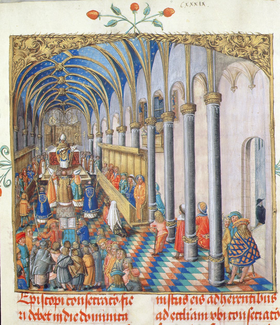 Innvielse av biskopen fra den pavelige biskop Erasmus Ciolek, ca. 1510 (tempera og gull på pergament) av Polish School