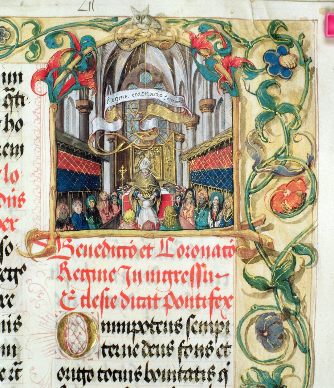 Kroning av dronningen av Polen fra den pavelige biskop Erasmus Ciolek, ca. 1510 (tempera og gull på pergament) av Polish School
