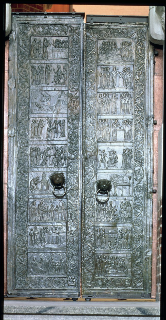 Dører som viser scener fra St. Adalberts liv (939-97) (bronse) av Polish School
