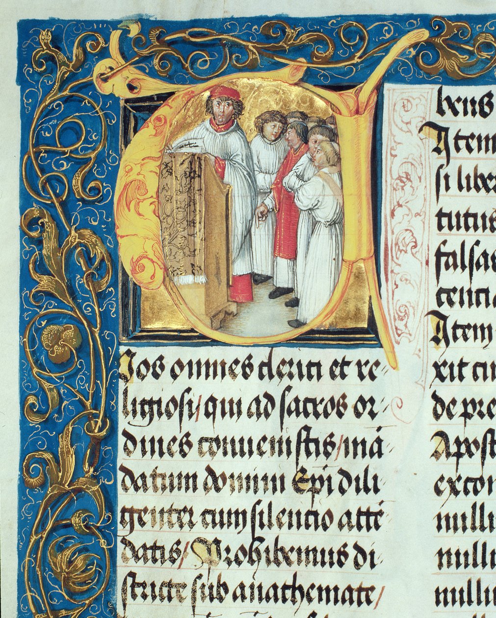 Ordinasjon av seminarister til prestedømmet fra den pavelige biskop Erasmus Ciolek, ca. 1510 (tempera og gull på pergament) av Polish School