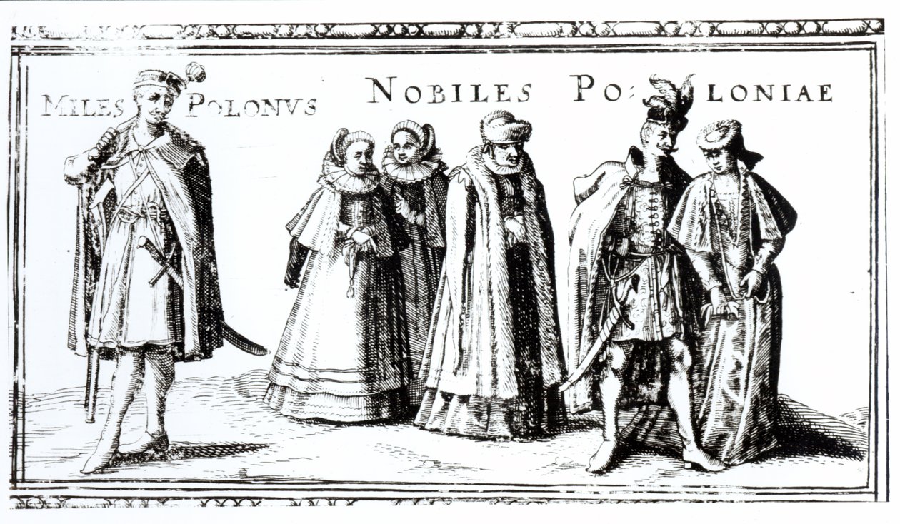 Polsk adel (gravering) (bw-bilde) av Polish School