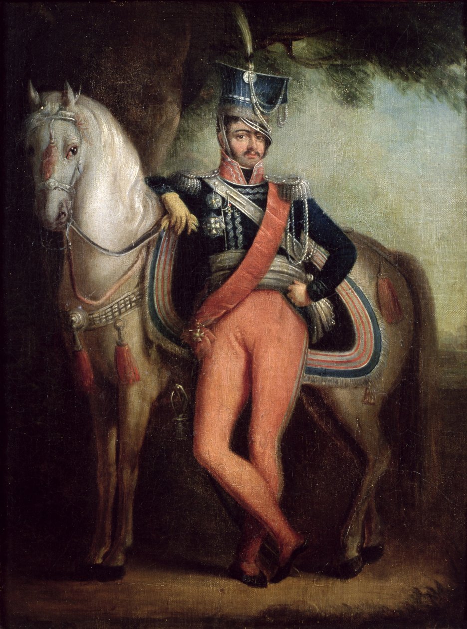 Prins Josef Anton Poniatowski (1763-1813) ved sin hest, ca. 1800-13 av Polish School