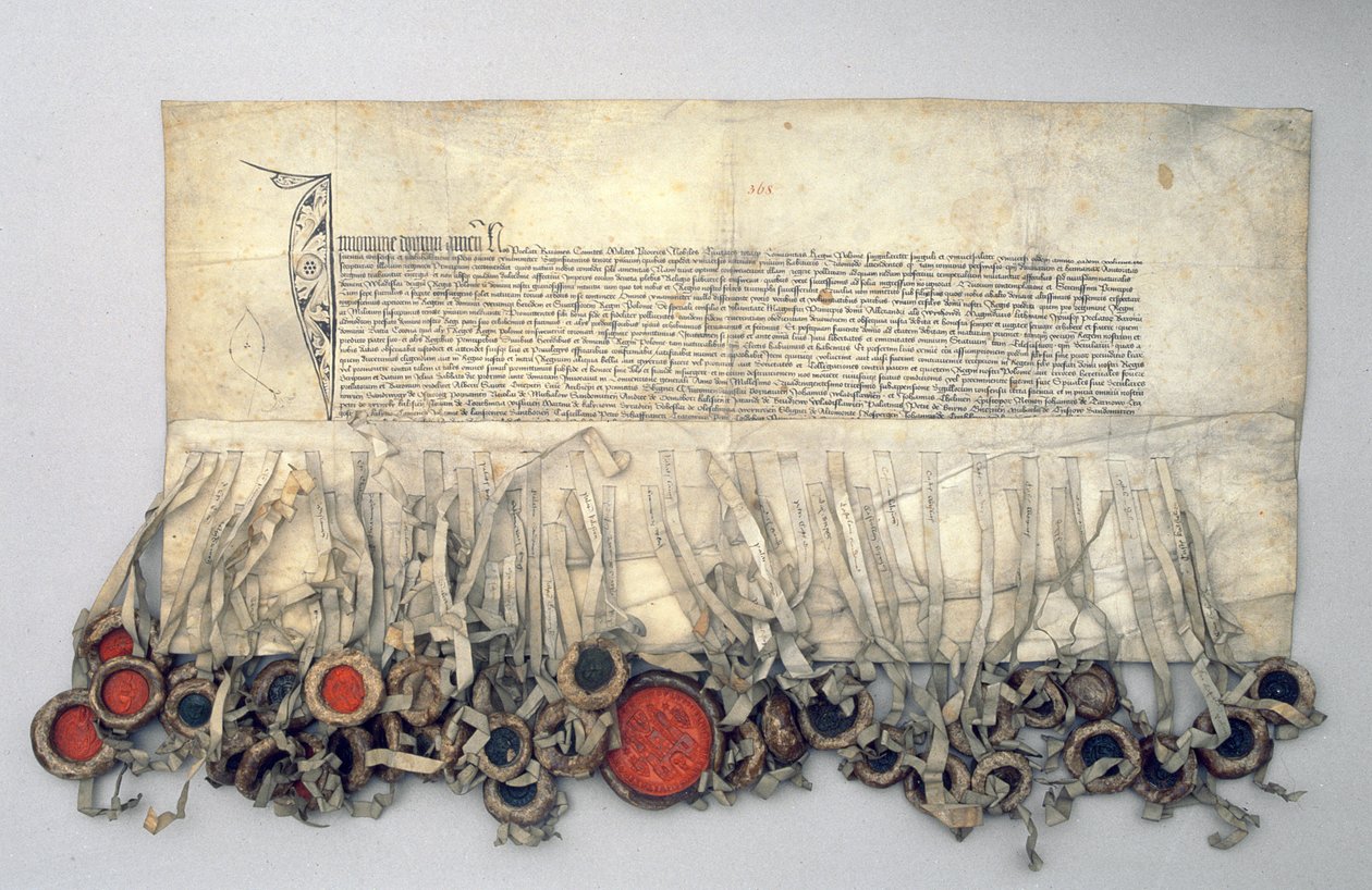 Privilegiet til Wladislaw Jagiello (ca. 1351-1434) konge av Polen, gitt av det kongelige råd (pergament) av Polish School