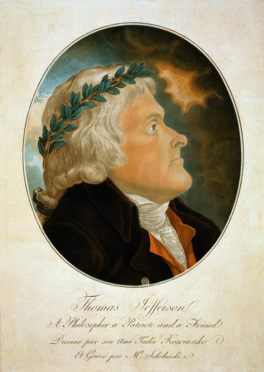 Profilportrett av Thomas Jefferson, ca. 1799 (akvatint) av Polish School