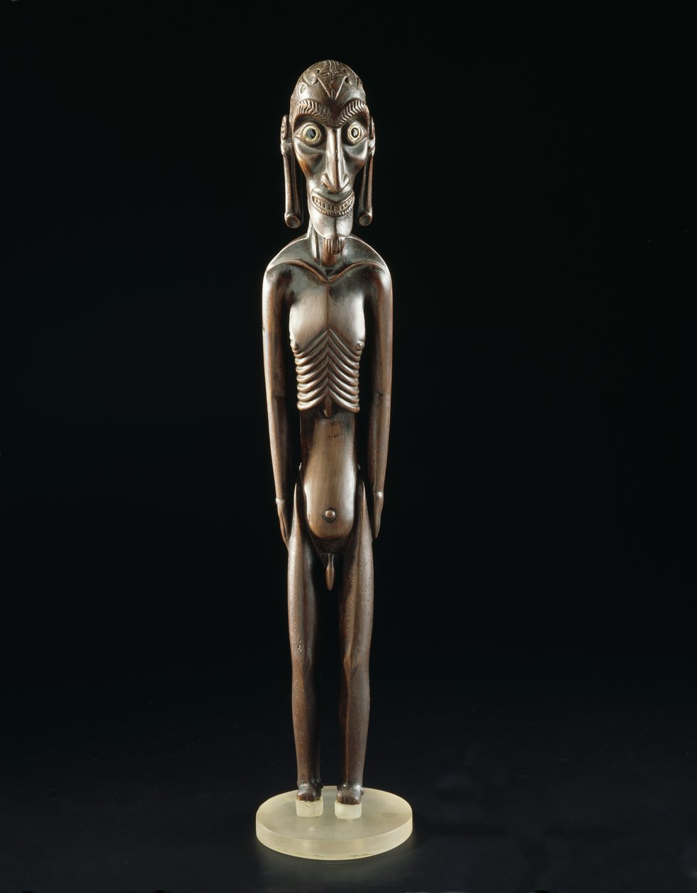 Trefigur skåret i form av en mann, fra Påskeøya, før 1894 (tre og obsidian) (for detaljer se 141970) av Polynesian