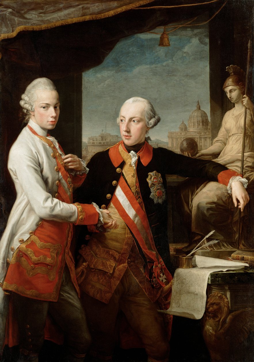 Keiser Joseph II med storhertug Pietro Leopoldo fra Toscana av Pompeo Girolamo Batoni