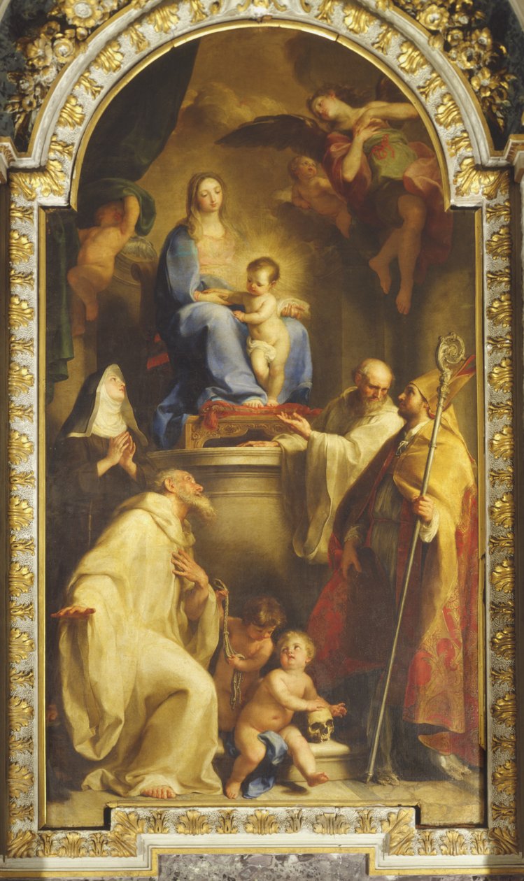 Madonna og den velsignede Gabrielli-familien av Pompeo Girolamo Batoni