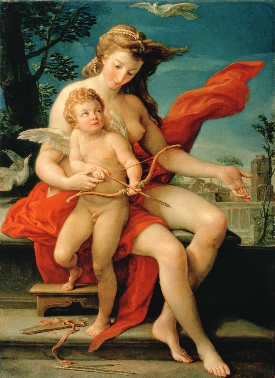 Venus og Amor, 1785 av Pompeo Girolamo Batoni