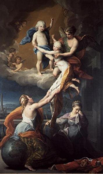 Allegori om døden til barna til Ferdinand IV (1751-1825) (olje på lerret) av Pompeo Girolamo Batoni