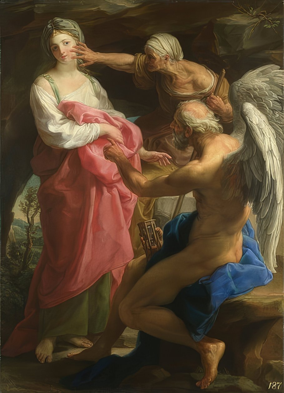 Tiden befaler alderdom å ødelegge skjønnhet. 1746 av Pompeo Girolamo Batoni