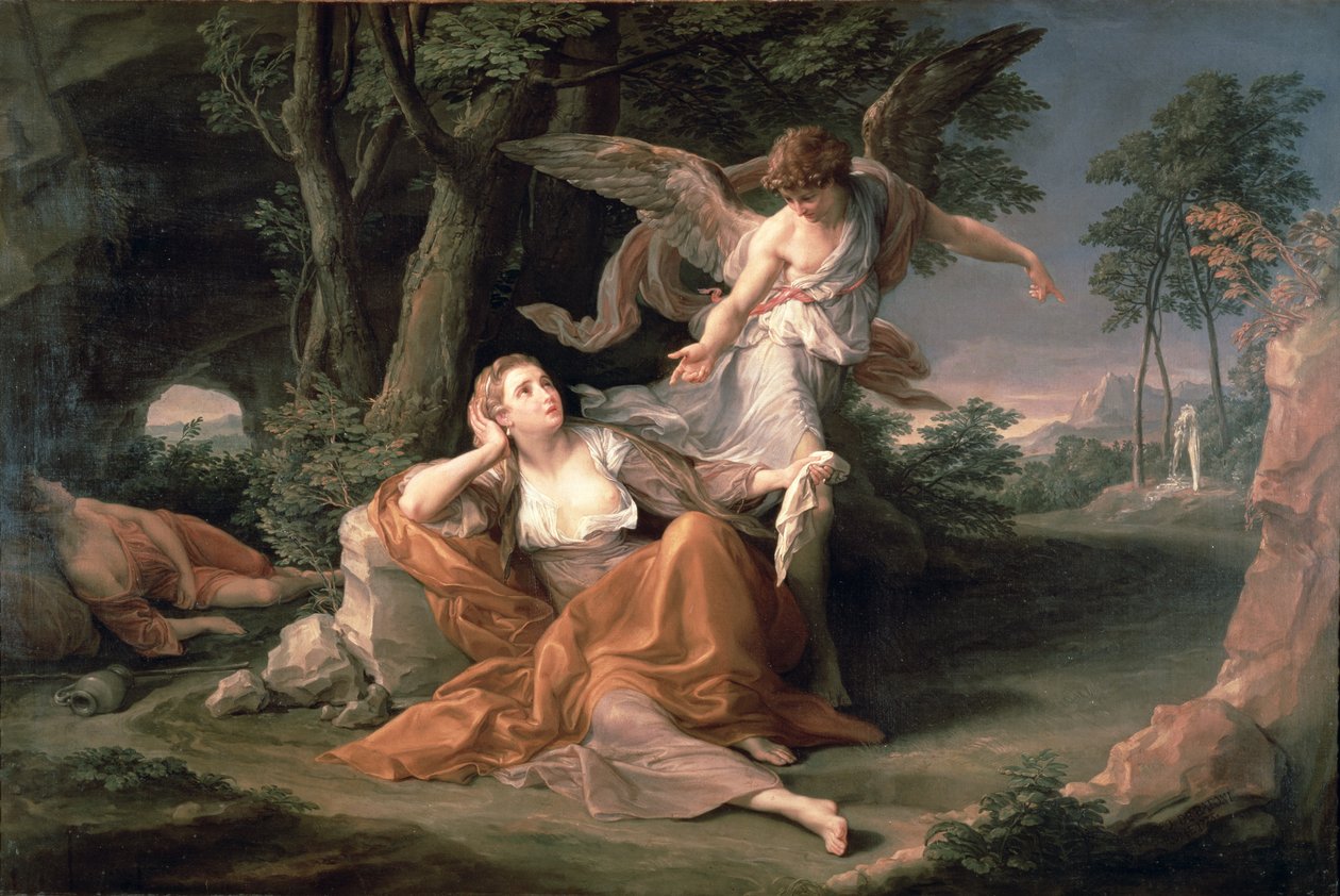 Hagar i ørkenen av Pompeo Girolamo Batoni