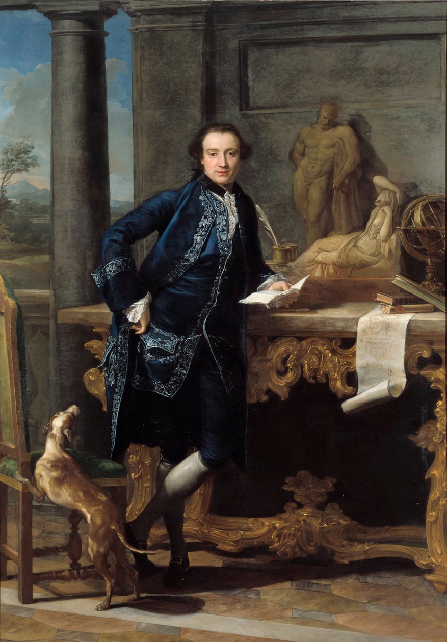 Portrett av den engelske intellektuellen Charles John Crowles (1738-1811) Maleri av Pompeo Batoni (1708-1787) 1700-tallets søn. 2,48x1,72 m av Pompeo Girolamo Batoni
