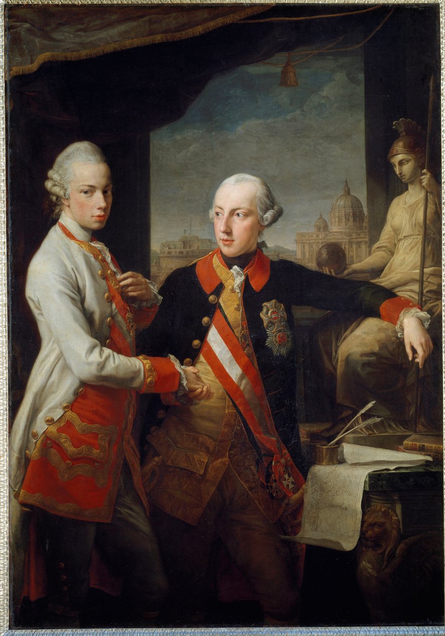 Portretter av brødrene Leopold II av Habsburg-Lorraine, storhertugen av Toscana og Joseph II av Det hellige rike av Pompeo Girolamo Batoni