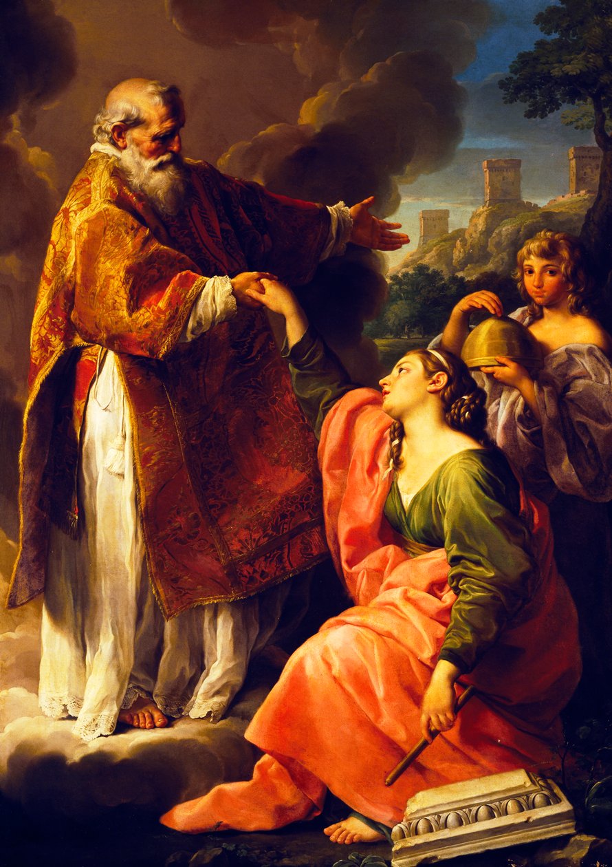 San Marino hever republikken, av Pompeo Batoni (1708-1787), maleri. av Pompeo Girolamo Batoni
