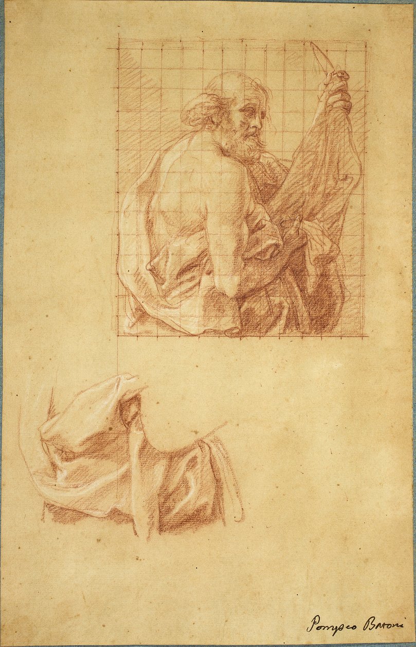Studie for Saint Bartholomew and Drapery av Pompeo Girolamo Batoni