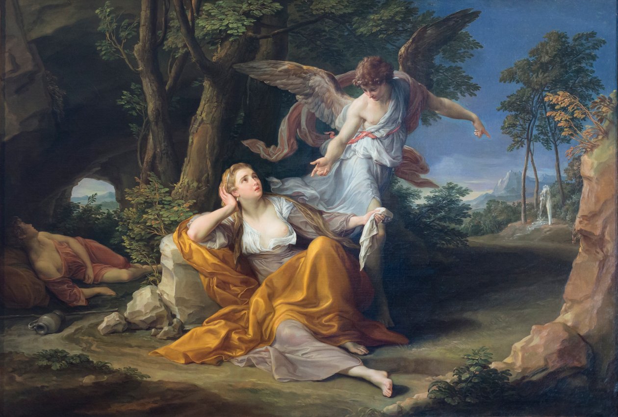 Engelens utseende for Hagar i ørkenen av Pompeo Girolamo Batoni