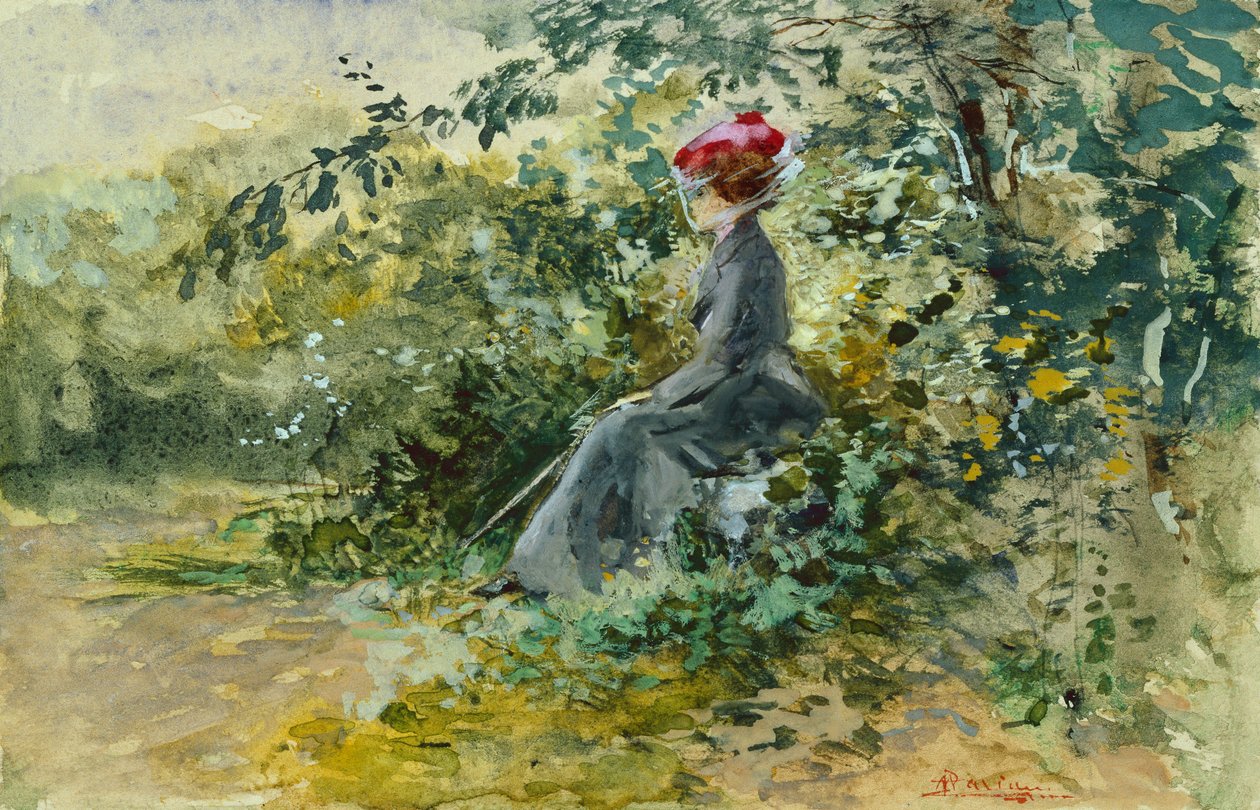 A Moments Rest (akvarell og kroppsfarge) av Pompeo Mariani