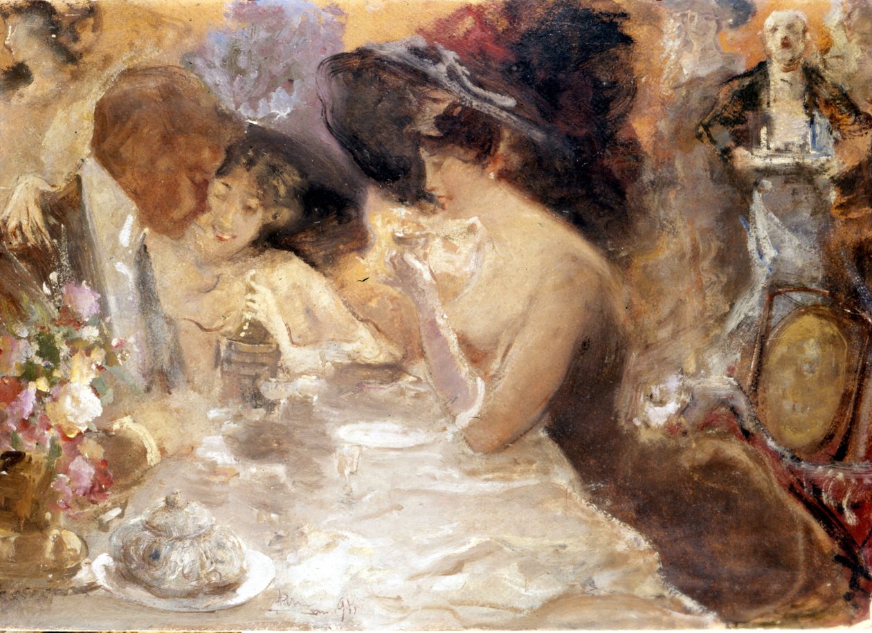 Middag i Monte Carlo. Belle Epoque av Pompeo Mariani. Slottsmuseet. Milan av Pompeo Mariani